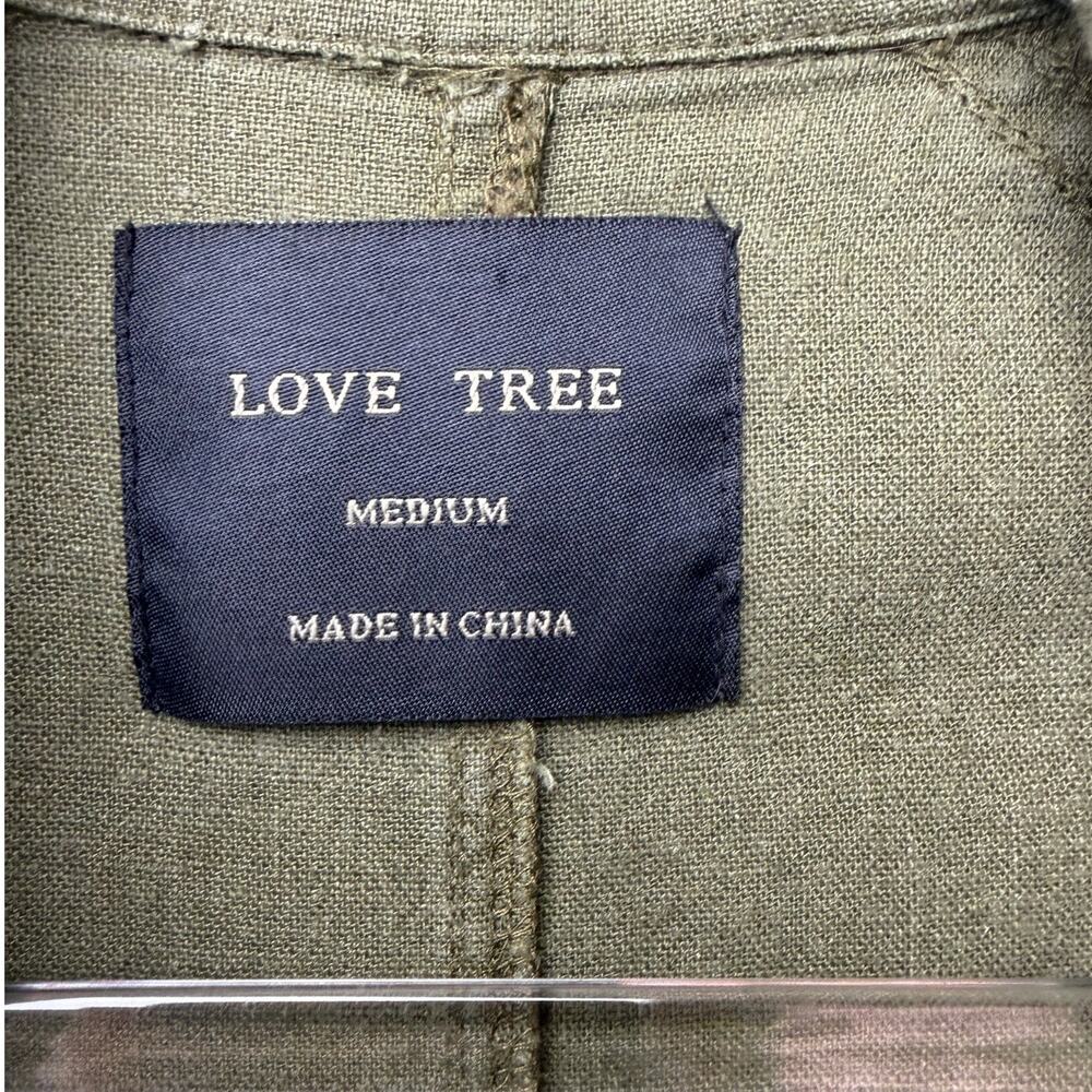 Love Tree Olive Linen Blend Moto Jacket Women's M - Picture 11 of 15